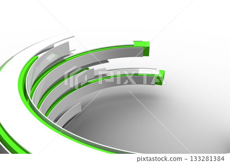Green and white curved structure Green and white curved structure 133281384