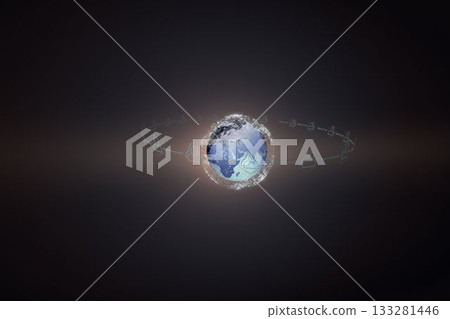 Digitally generated image of globe with social connectivity 133281446