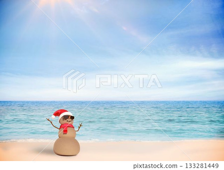 Festive sandman on the beach 133281449