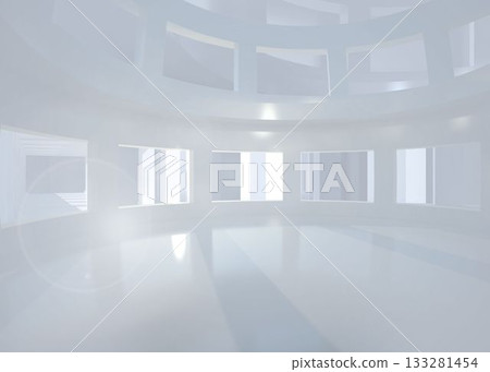 Bright white room with windows 133281454