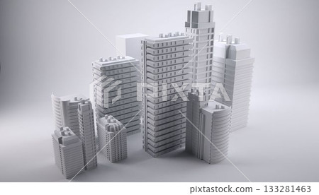 Digitaly generated image of model buildings 133281463