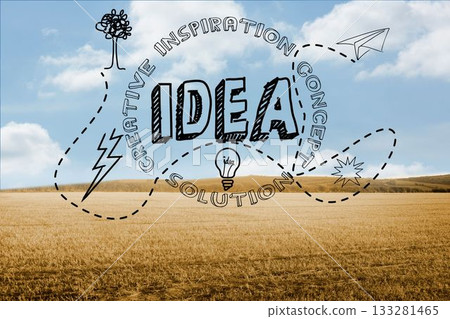 Idea graphic over countryside Idea graphic over countryside 133281465