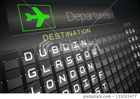 Black departures board for cities Black departures board for cities 133281477