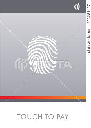 Image of touch to pay text with icons on grey background Image of touch to pay text with icons on grey background 133281497