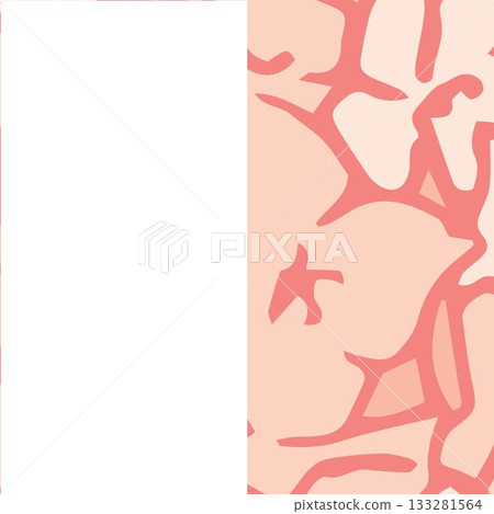 Displaying flat design coral-like red branching shapes on pale peach with white panel, copy space 133281564