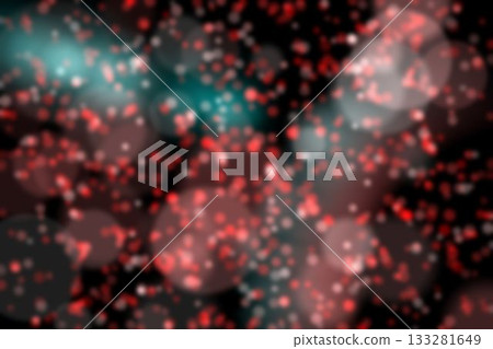 Abstract blurred red and teal circles are being shown on black background in flat bokeh style Abstract blurred red and teal circles are being shown on black background in flat bokeh style 133281649