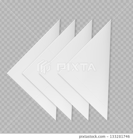 Paper napkins folded into a corner top view, vector white hygiene tissue serving, realistic bathroom or kitchen towels 133281746