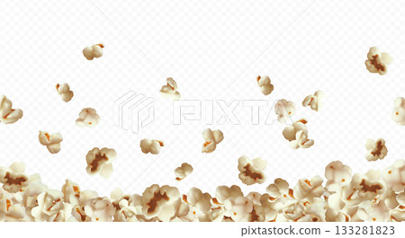 Banner with a bottom border frame made of airy caramel popcorn kernels. Banner with a bottom border frame made of airy caramel popcorn kernels. 133281823