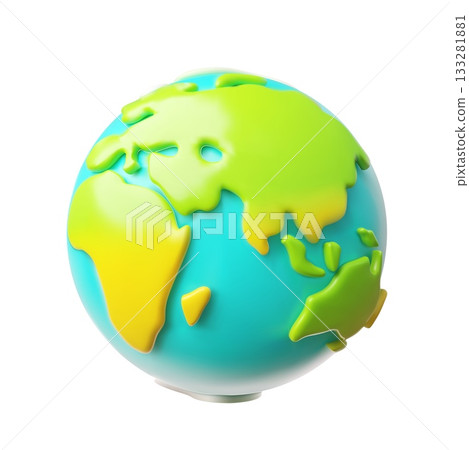 3D planet Earth icon with ocean and continents. Earth Day. 133281881