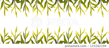 Corn field vector flat frame design, cartoon corn grows, high green maize plant stem, farm agricultural seamless border Corn field vector flat frame design, cartoon corn grows, high green maize plant stem, farm agricultural seamless border 133282194