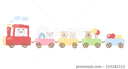 溫柔的動物天氣 | 熱門動物火車插圖(熊貓、企鵝、貓、狗) 溫柔的動物天氣 | 熱門動物火車插圖(熊貓、企鵝、貓、狗) 133282312