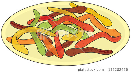 Plate of Gummy Snake Candy Plate of Gummy Snake Candy 133282456