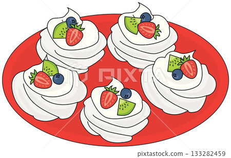 Mini Pavlova Desserts on Plate Mini Pavlova Desserts on Plate 133282459