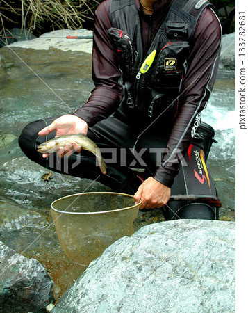 Beautiful, large wild trout caught in the Shikadome River Beautiful, large wild trout caught in the Shikadome River 133282681