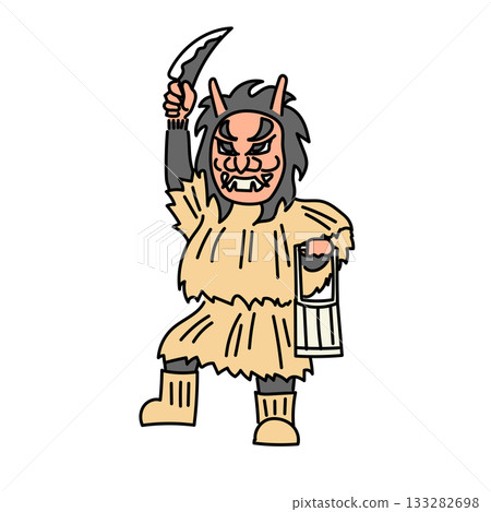 Stock Illustration: Namahage simple cutout vector 133282698