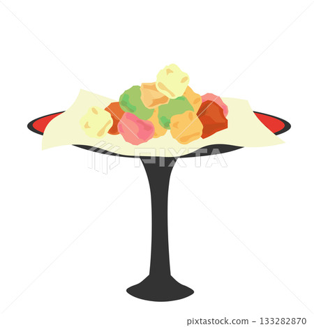 圖中所示為盛放在高盤中的雛飯。 133282870