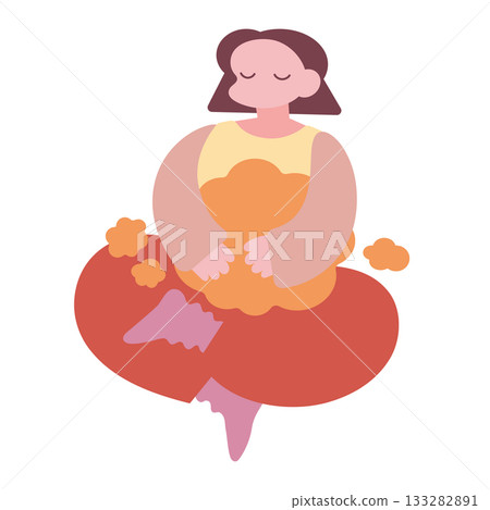 慢慢暖和的女孩，暖和的女孩，放鬆-插圖素材 [133282891] - PIXTA圖庫