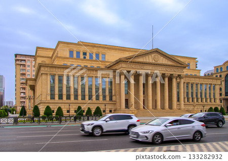 Baku, Azerbaijan. Building housing the Constitutional Court of the Republic of Azerbaijan. Exterior view in summer. 133282932