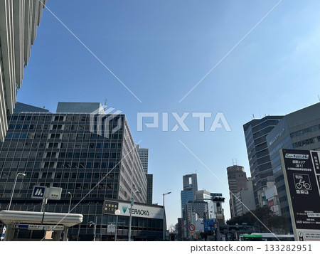 Cityscape of skyscrapers against the blue sky 133282951