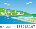 Atami hot spring town illustration 133283107