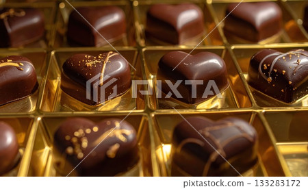 [AI圖像] 金托盤上的心形巧克力 133283172