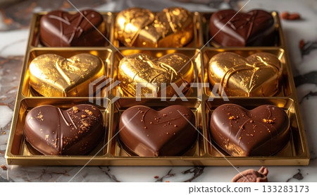 [AI圖像] 金托盤上的心形巧克力 133283173