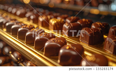 [AI圖像] 金托盤上的心形巧克力 133283174