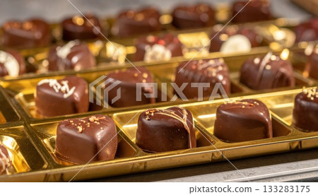 [AI圖像] 金托盤上的心形巧克力 133283175