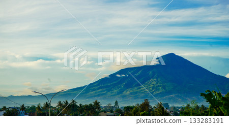 beautiful view of tropical rainforest shrouded in mist 133283191