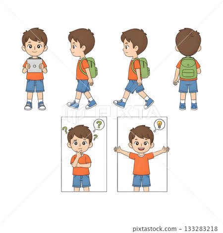 Set of Cute children students character. illustration design. Set of Cute children students character. illustration design. 133283218
