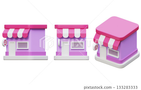 3D cartoon style hair salon building icon 133283333