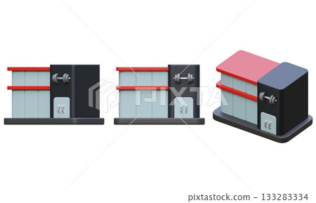 3D cartoon style gym center building icon 3D cartoon style gym center building icon 133283334
