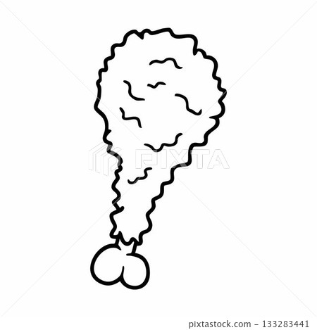 Cute cartoon Fried Chicken Drumsticks line art outline drawing for coloring book 133283441
