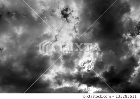 Dramatic storm fluffy cloud sky. Rainy season. Dramatic storm fluffy cloud sky. Rainy season. 133283611