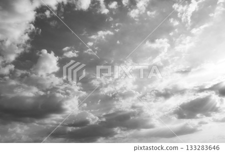 Dramatic storm fluffy cloud sky. Rainy season.  133283646