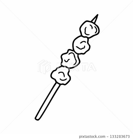 Cute cartoon Toasted meatballs line art outline drawing for coloring book 133283673