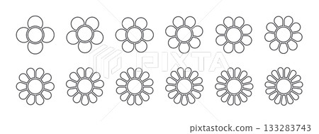 Flower petal diagram. Circle division infographic icon. Flower with leaves line shape icon. Infographic circle diagram. Pie chart. Round wheel chart. Vector illustration isolated on white background Flower petal diagram. Circle division infographic icon. Flower with leaves line shape icon. Infographic circle diagram. Pie chart. Round wheel chart. Vector illustration isolated on white background 133283743