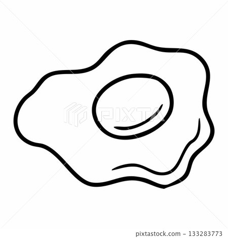 Cute cartoon fried egg line art outline drawing for coloring book 133283773