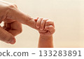Newborn Baby Hand Gripping Parent Finger Trust Bond 133283891