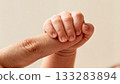Newborn Baby Hand Gripping Parent Finger Trust Bond 133283894