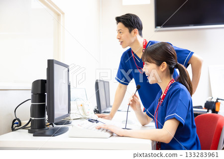 A radiologist looks at the results of a CT scan on a monitor. Photo courtesy of Denpa Gakuen, Tokyo Electronics College. A radiologist looks at the results of a CT scan on a monitor. Photo courtesy of Denpa Gakuen, Tokyo Electronics College. 133283961