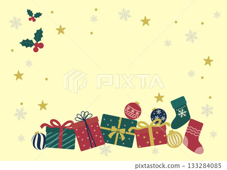 一套可愛的聖誕禮物和裝飾品插畫 133284085