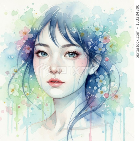 A girl painted in watercolor style 133284800