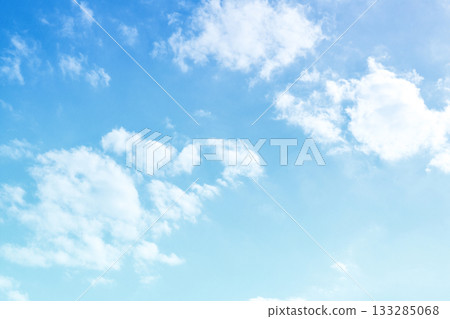 Blue pastel sky with white fluffy cloud. Blue pastel sky with white fluffy cloud. 133285068