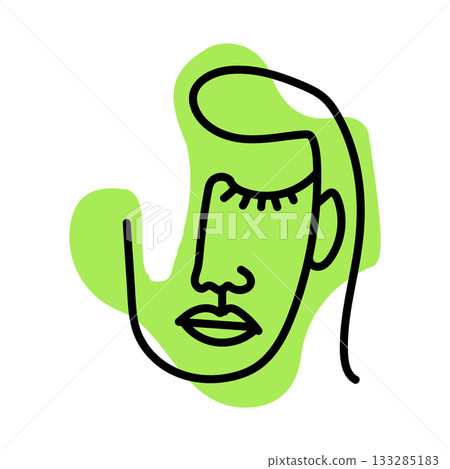 Abstract Face Line Art Green Abstract Face Line Art Green 133285183