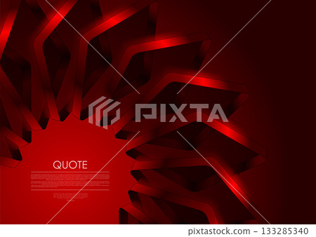 Red glowing abstract 3D geometric shapes on dark background with futuristic tech design 133285340