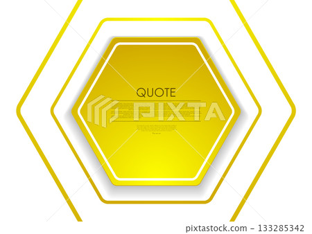 Yellow glossy hexagonal frame label geometric tech design 133285342