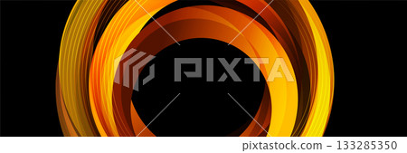 Bright yellow and orange shiny abstract minimal circles geometric background Bright yellow and orange shiny abstract minimal circles geometric background 133285350