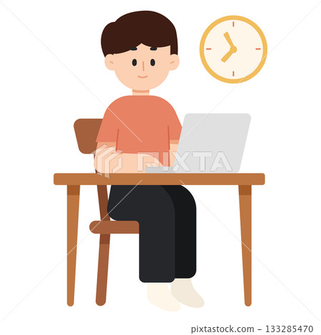 Cartoon office worker character. Employee character illustration. Flat cartoon character vector illustration 133285470