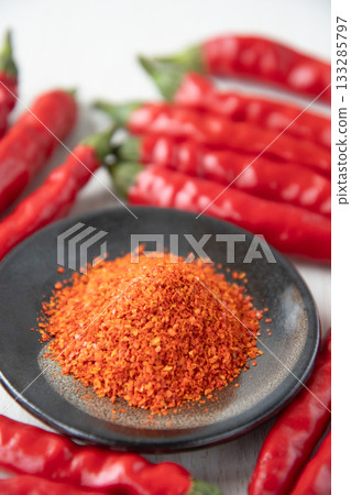 Chili peppers and chili peppers on a plate 133285797